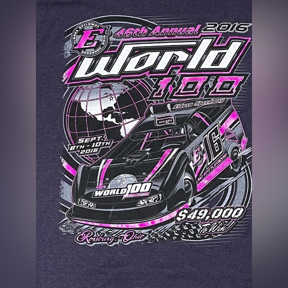 Racing Graphic t shirt Elora Speedway 2016 racing size large purple - Picture 4 of 6